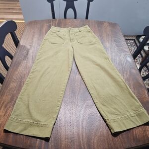 Bagatelle Collection High Rise Wide Leg Cropped Pants - Olive Green Size 8